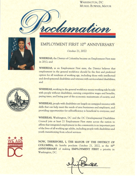 A Proclamation that Mayor Muriel Bowser signed on October 21, 2022