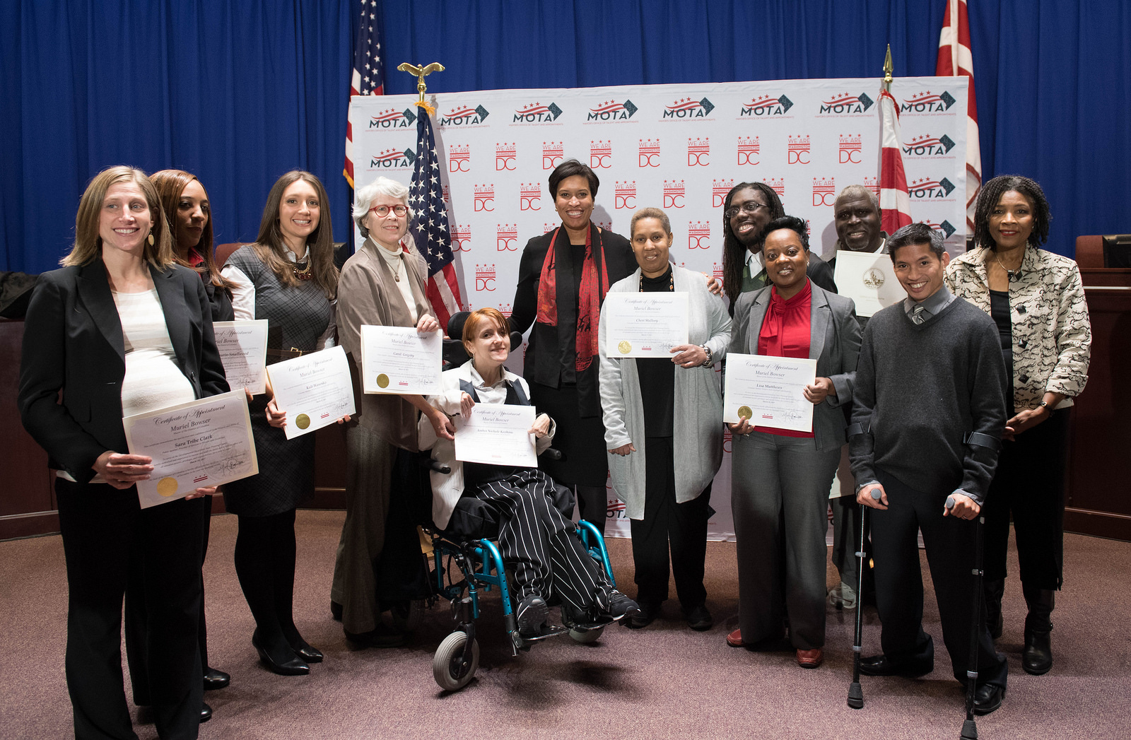 DD Councilmembers with Mayor Muriel Bowser An image with several members of the Developmental Disabilities Council with Mayor Muriel Bowser after they were sworn in.