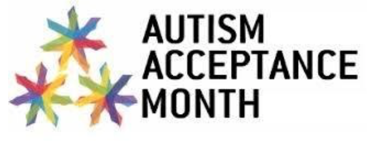 Three rainbow stars with "Autism Awareness Month"