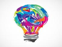 Light bulb Innovation Image A light bulb drawn by many different color swooshes.