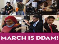 A collage of 6 pictures of previous Developmental Disabilities Awareness that the DC Developmental Disabilities Awareness Month Planning Committee helped plan. The collage consists of diverse individuals from different races and age groups.